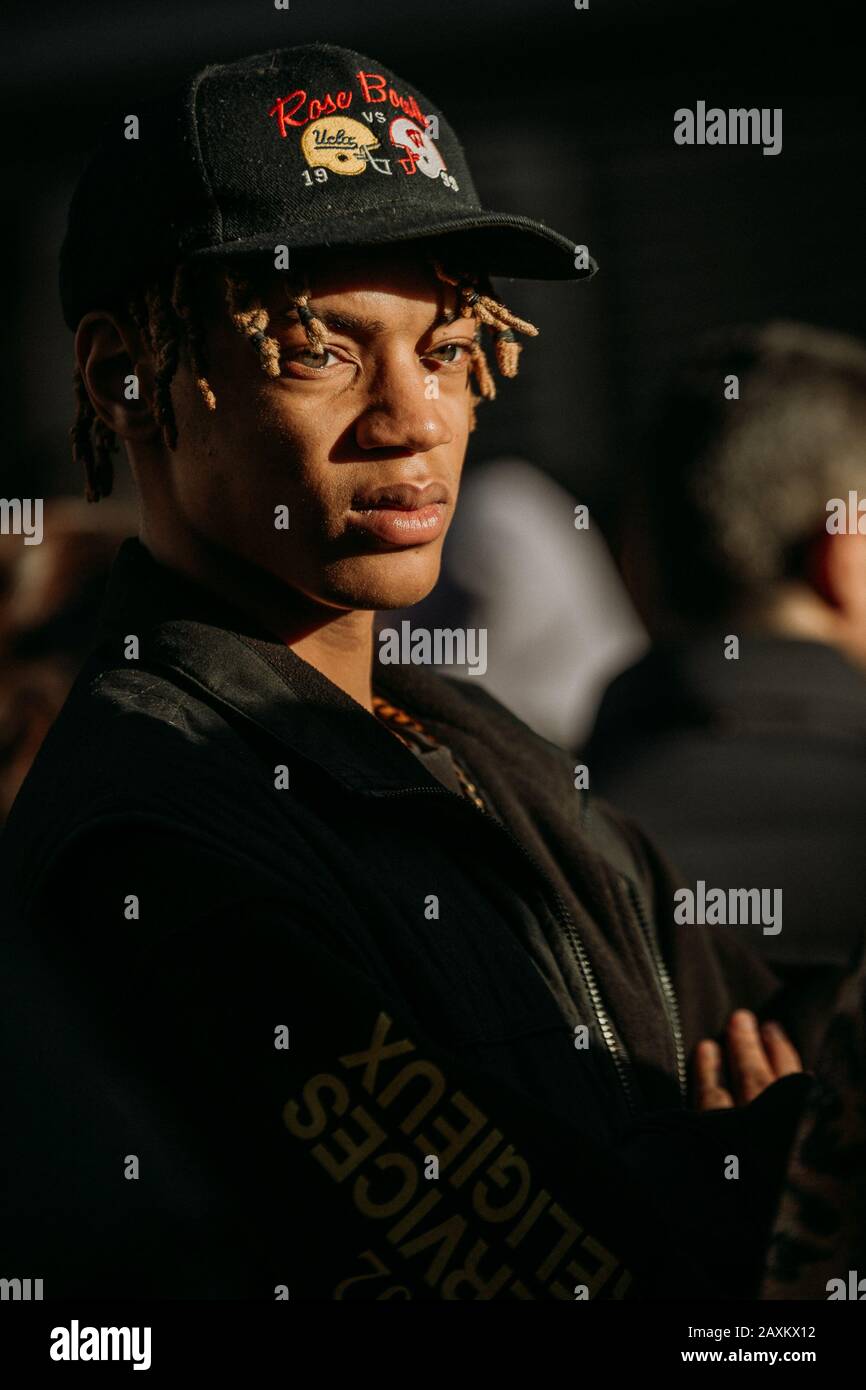 Heron Preston - PFW  AW2020 original creation during Paris Fashion Week Menswear Heron Preston house streetstyle outside the show Stock Photo