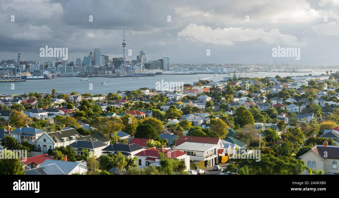 Auckland from Mt. Victoria, Auckland, North Island, New Zealand, Oceania Stock Photo