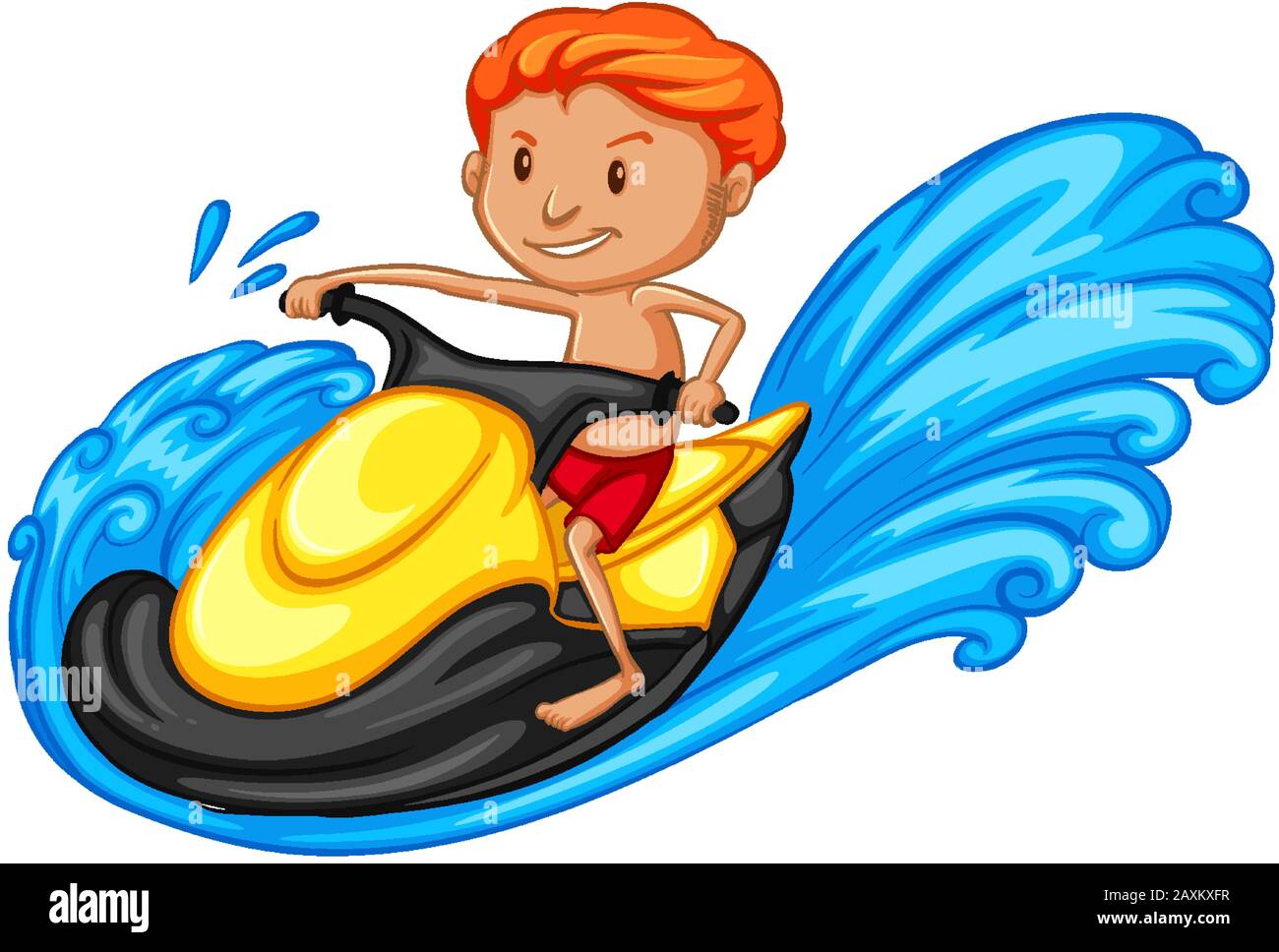 Athlete doing jetski on white background illustration Stock Vector