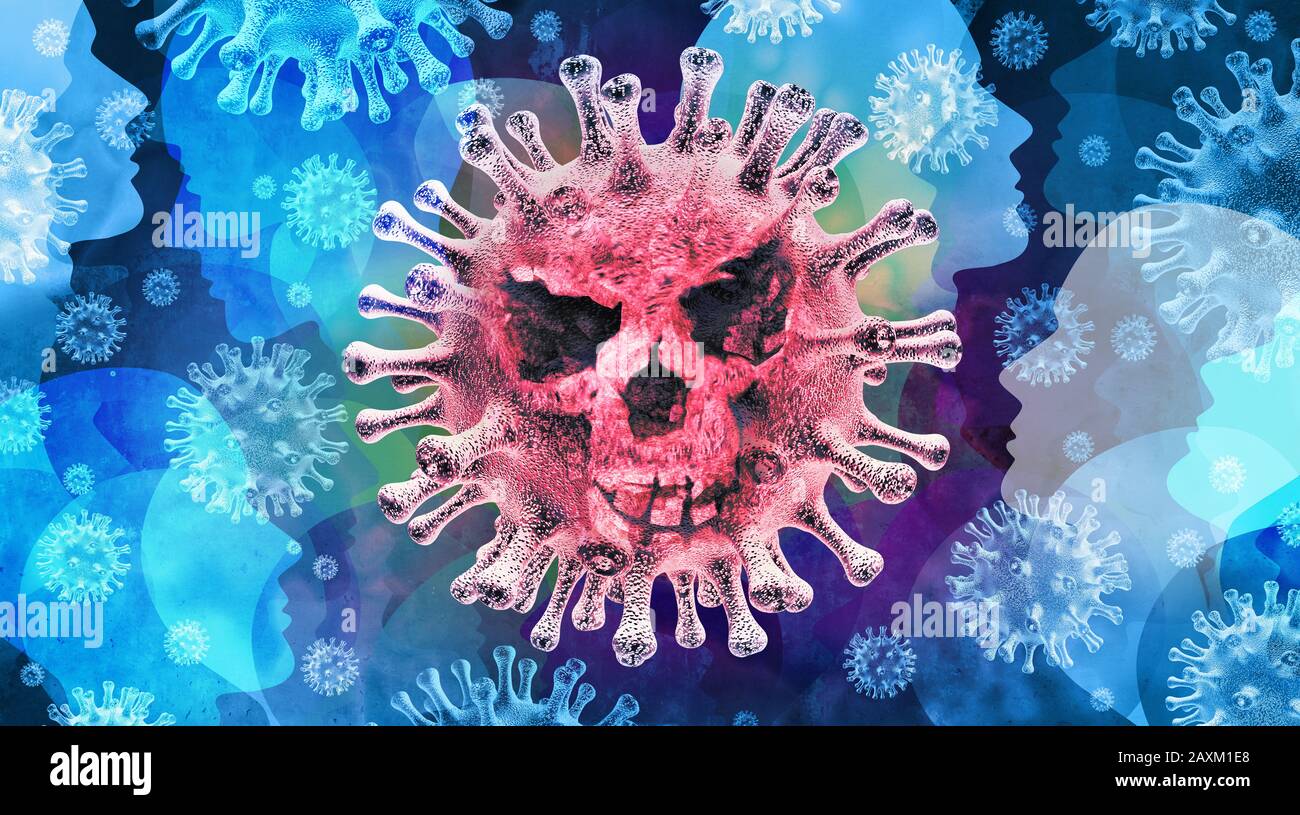 Coronavirus health danger and public health risk disease and flu outbreak or coronaviruses influenza as dangerous viral strain as a public pandemic. Stock Photo