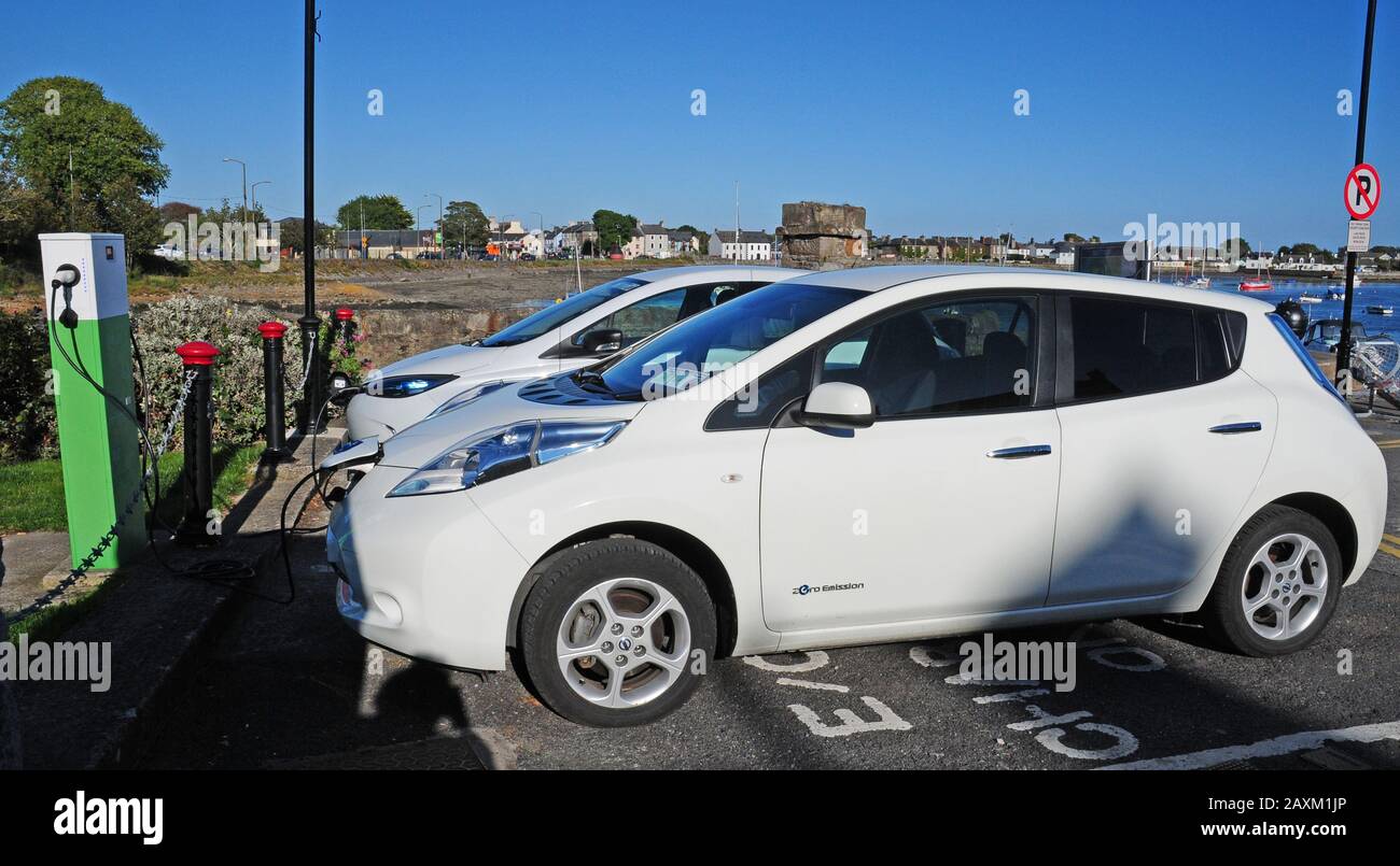Electric cars charging.  Dungarvan. Stock Photo