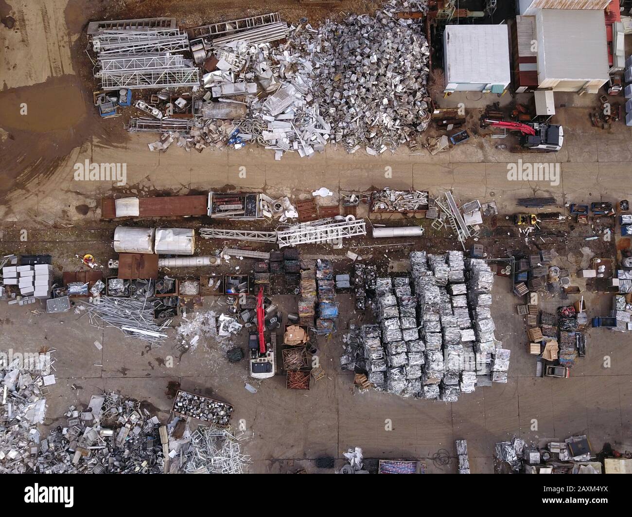 Drone aerial Metal scrapyard recycling Cincinnati Ohio USA Stock Photo