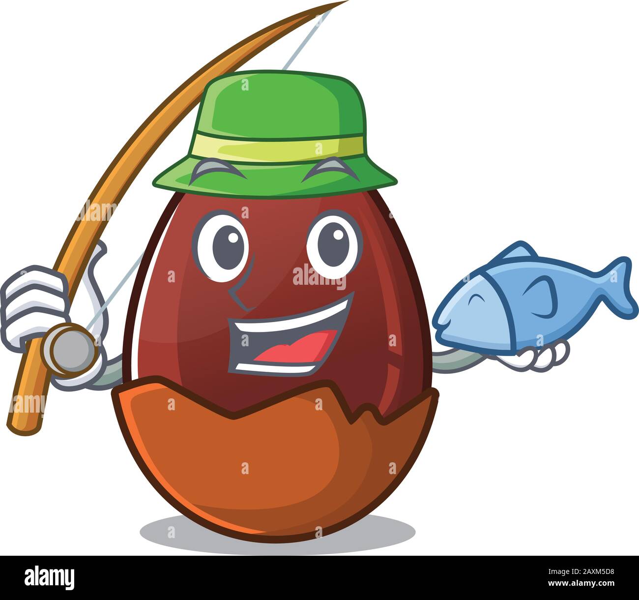 A Picture of happy Fishing chocolate egg design Stock Vector Image