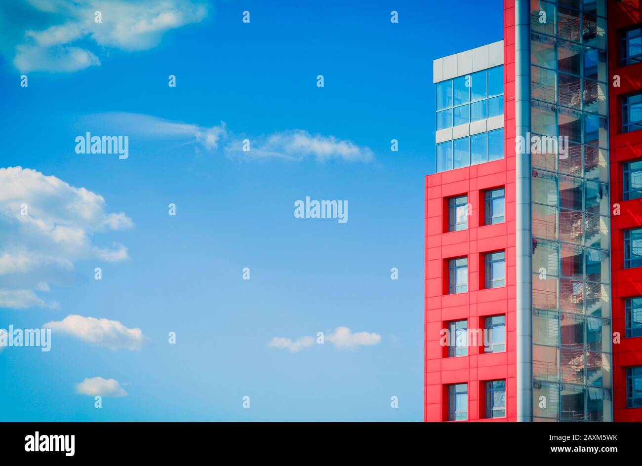 Square Red Window modern building with a red square windows and mirrored glass on the ...