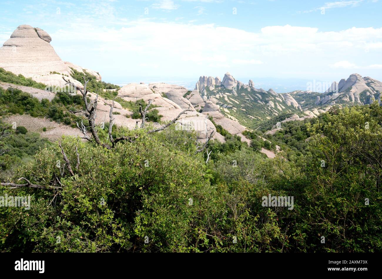 The Montserrat Mountains near Barcelona are famous for the monastery which is situated there Stock Photo