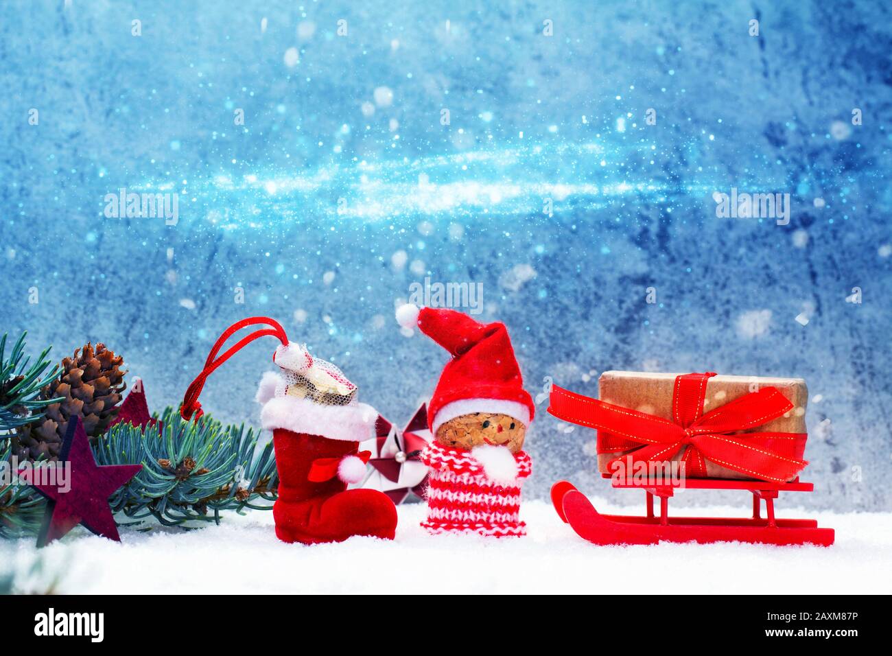 Christmas decoration on snow Stock Photo