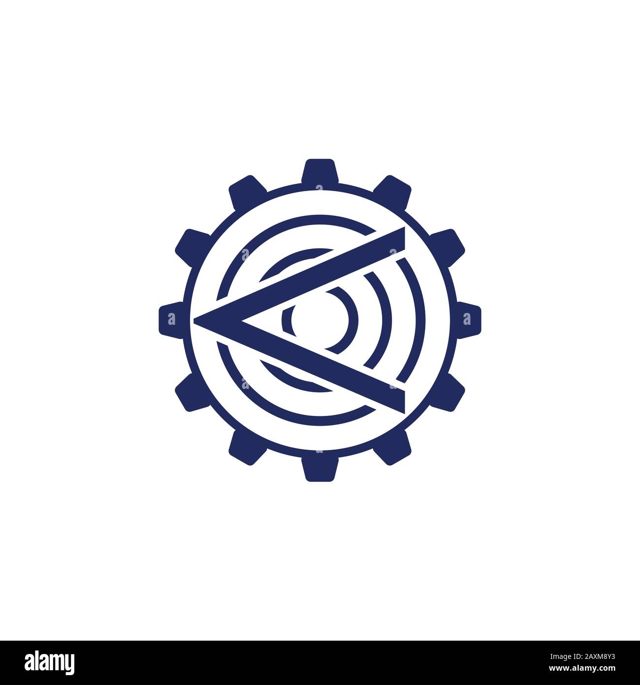 abstract arrow letter k cog machine logo vector Stock Vector
