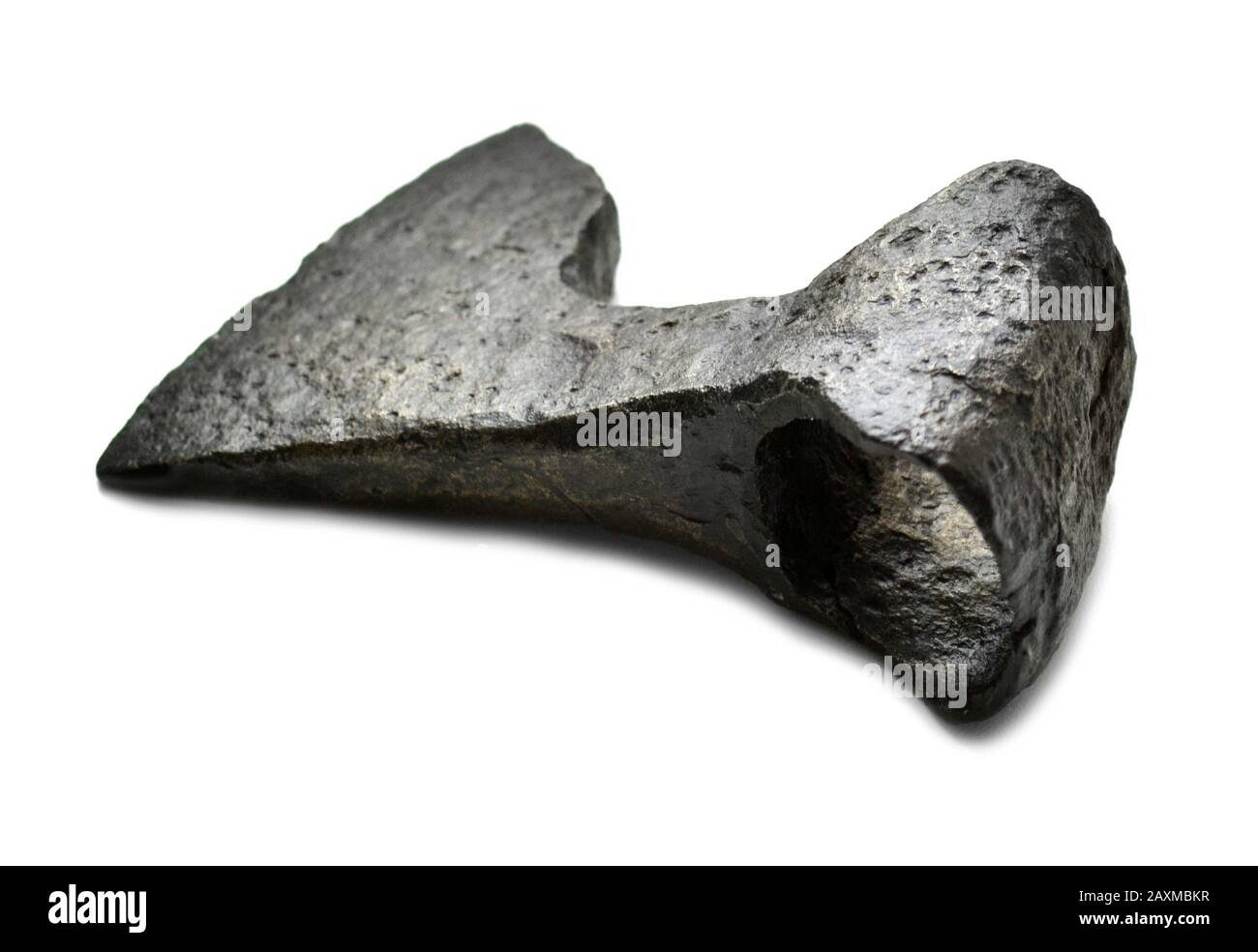 ancient historic metal ax on a white background Stock Photo