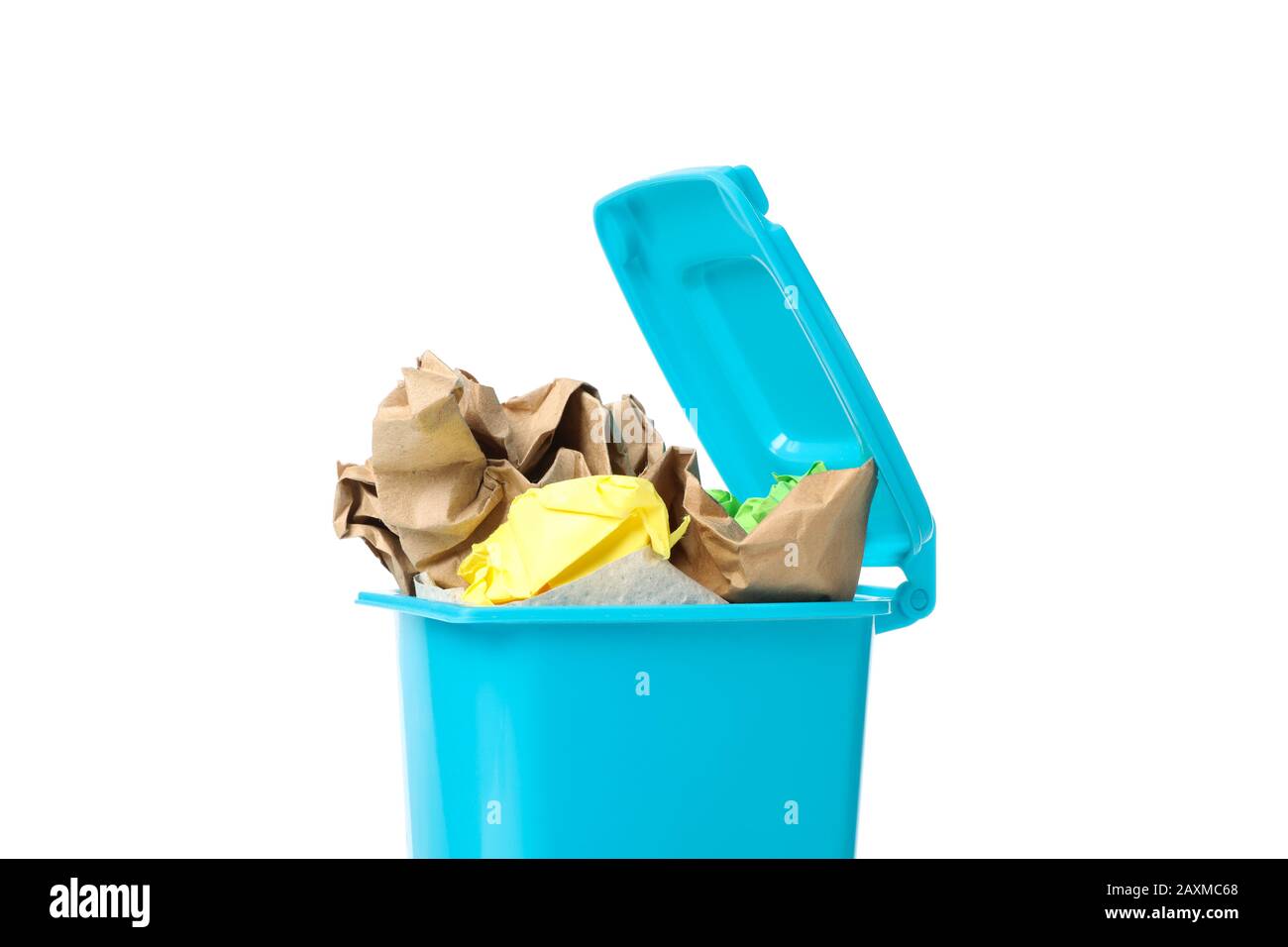Recycle bin with trash isolated on white background Stock Photo - Alamy