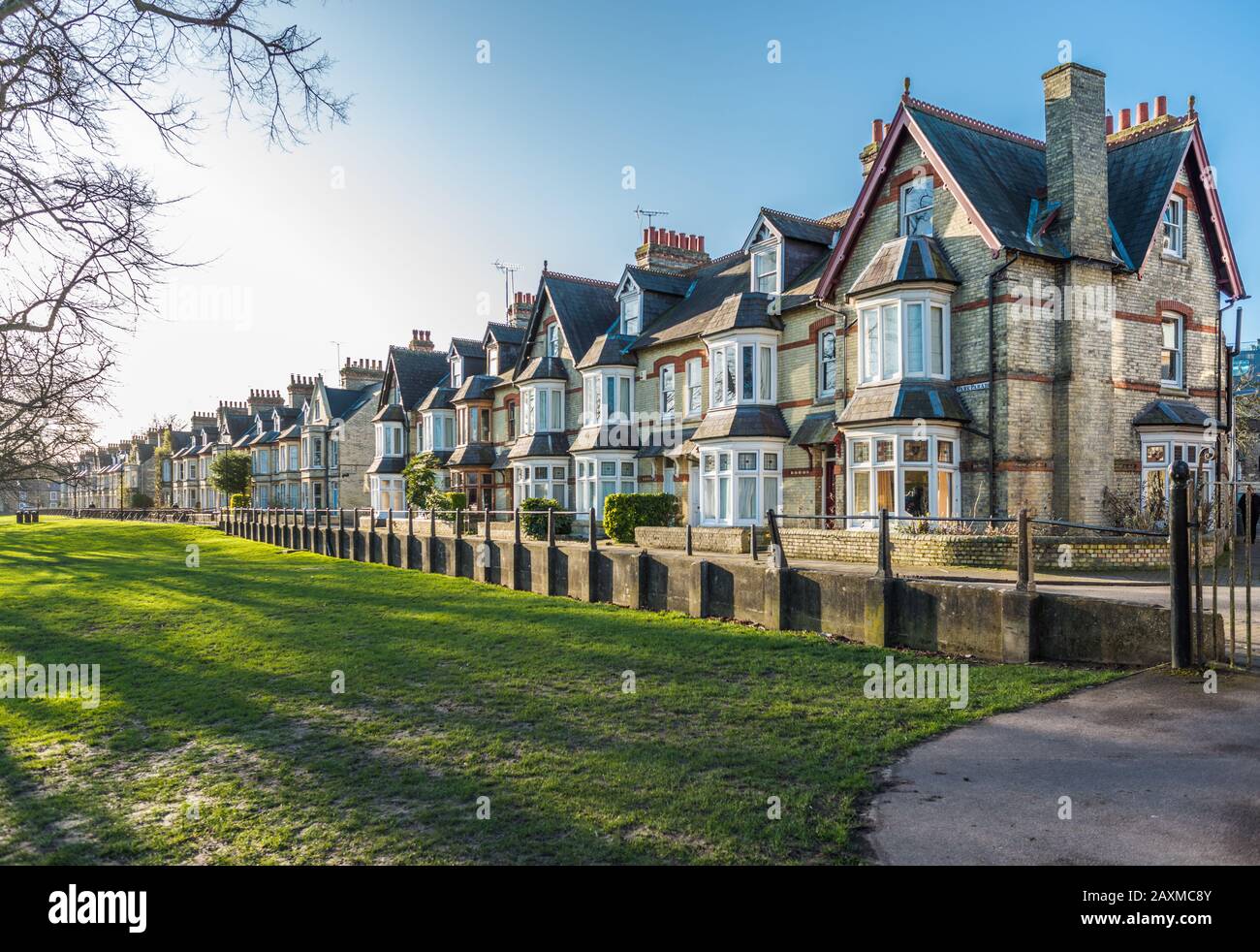 Characterful terraced houses on Park Parade facing Jesus Green in the
