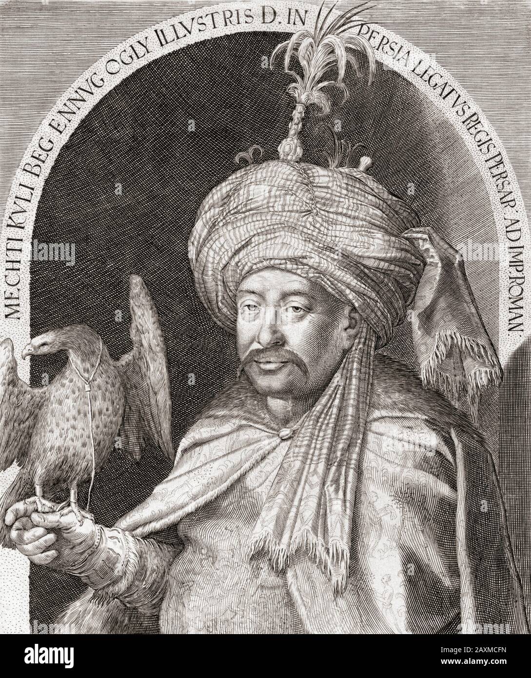 Mechti Kuli Beg, Ambassador of Shah Abbas I of Persia to Emperor Rudolf II in Prague in the early 17th century. Stock Photo