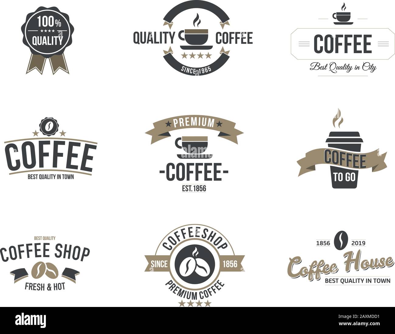 Set of Vector Coffee Logotype Templates and Coffee Accessories