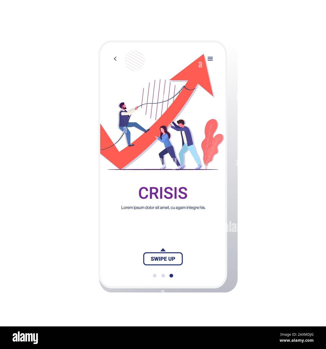 businesspeople team pushing arrow graph up growth financial crisis ...