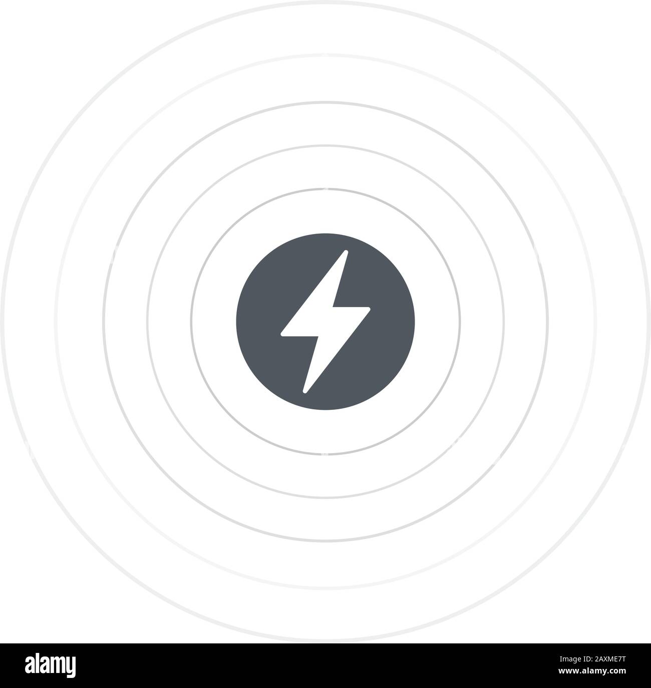 Wireless battery charging icon with lightning, power management through