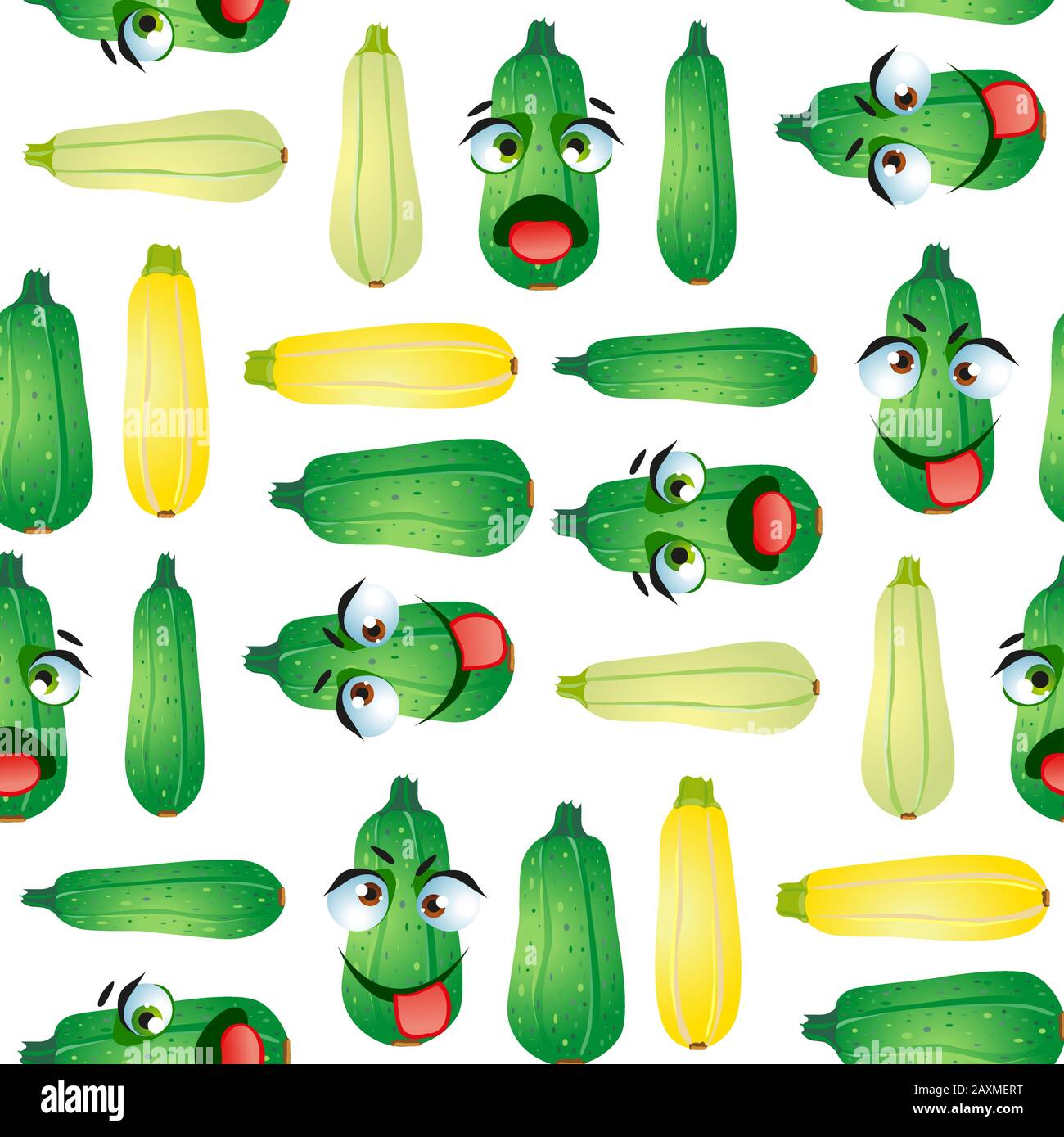 Cute seamless pattern with cartoon emoji vegetables Stock Vector