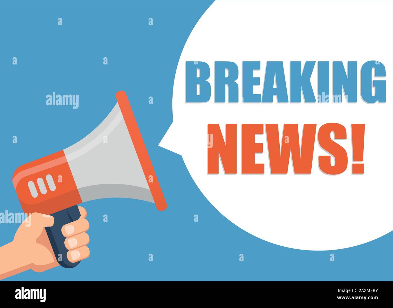Breaking News - Male hand holding megaphone Stock Vector Image & Art