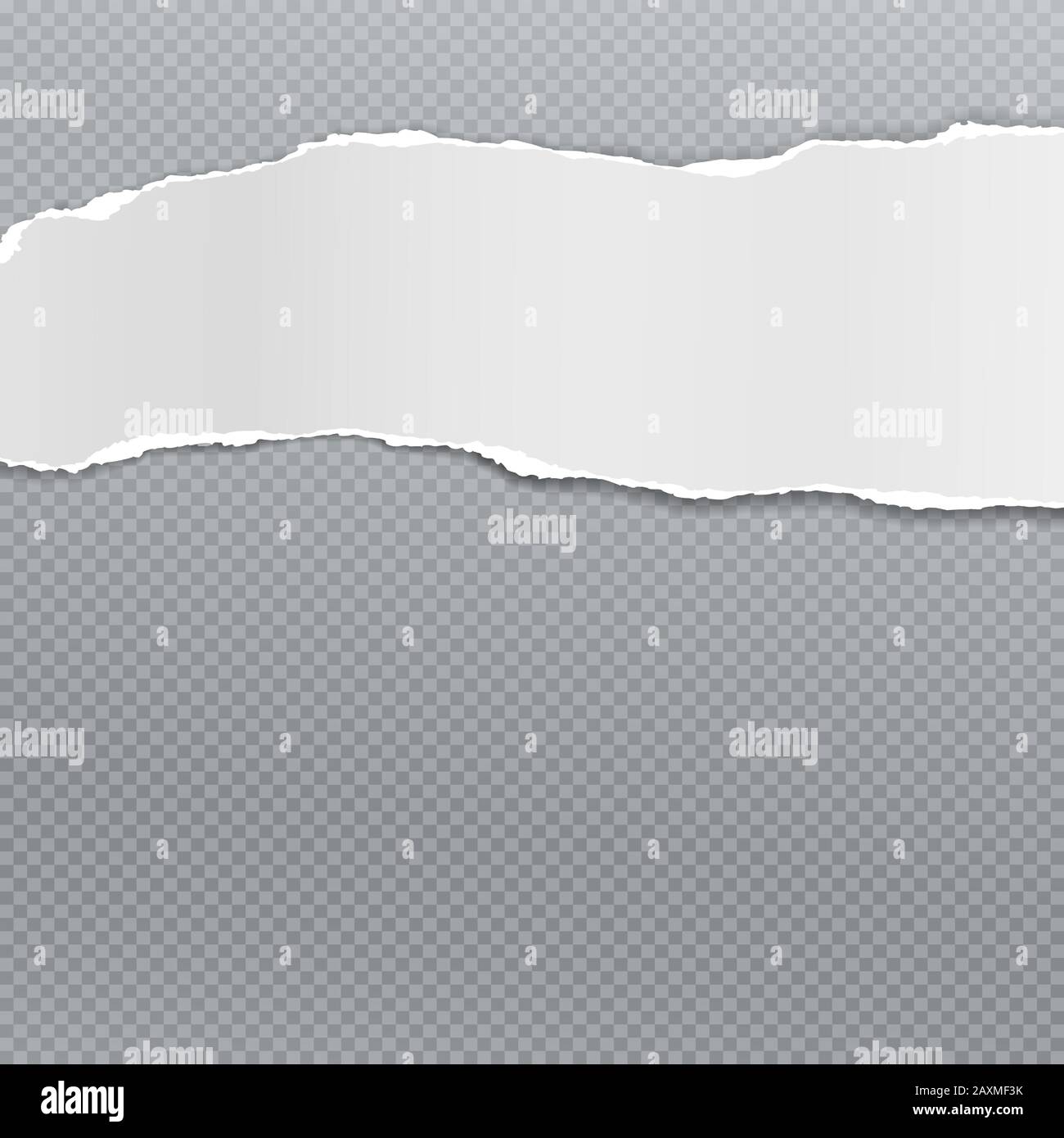 Torn, ripped piece of horizontal white paper with soft shadow is on ...
