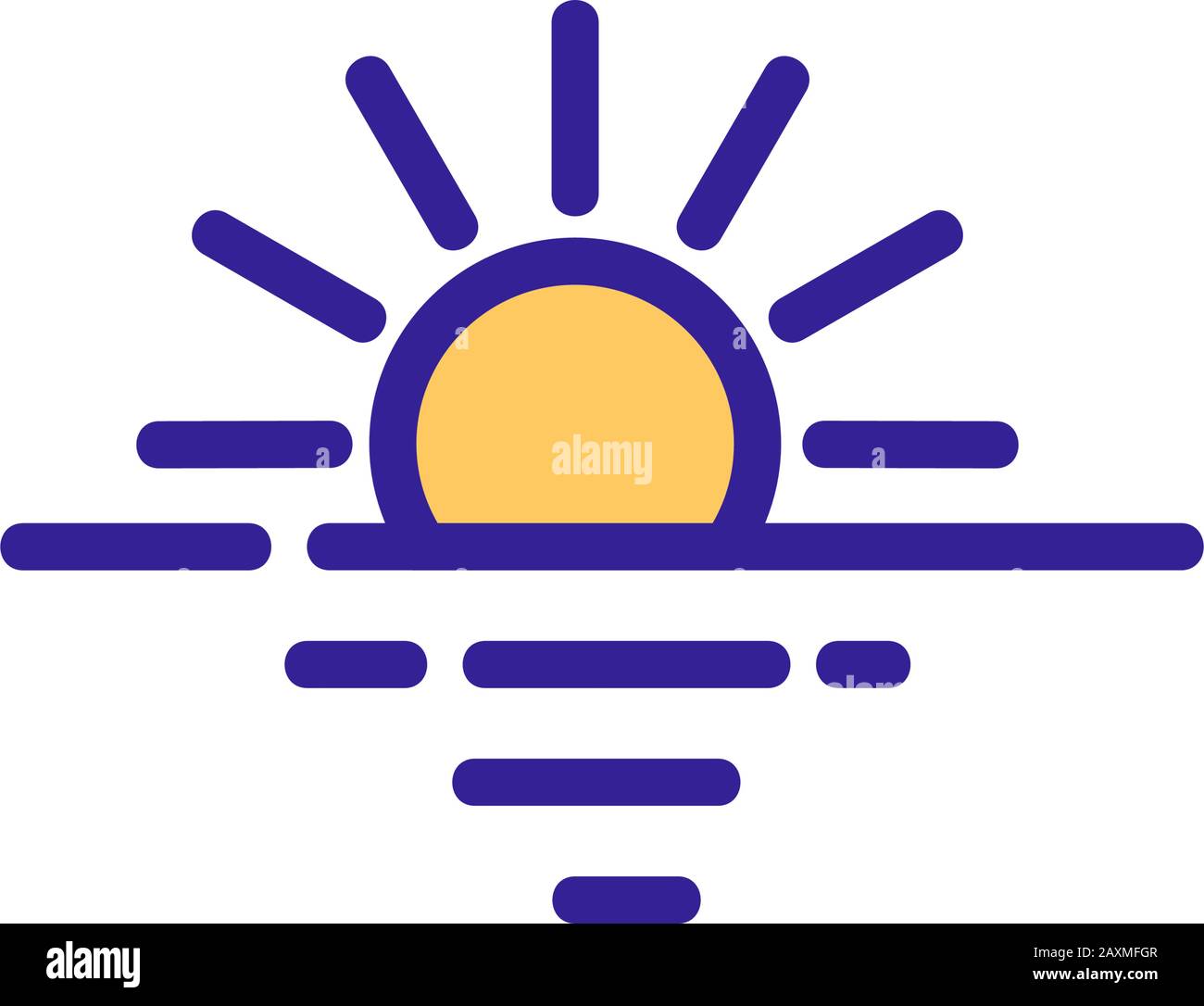 Sunset icon vector. Isolated contour symbol illustration Stock Vector ...