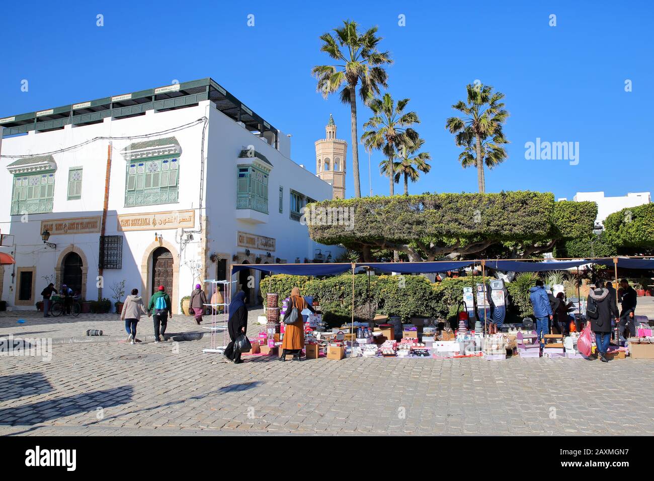 MAHDIA, TUNISIA DECEMBER 27, 2019 The Friday souk in the medina