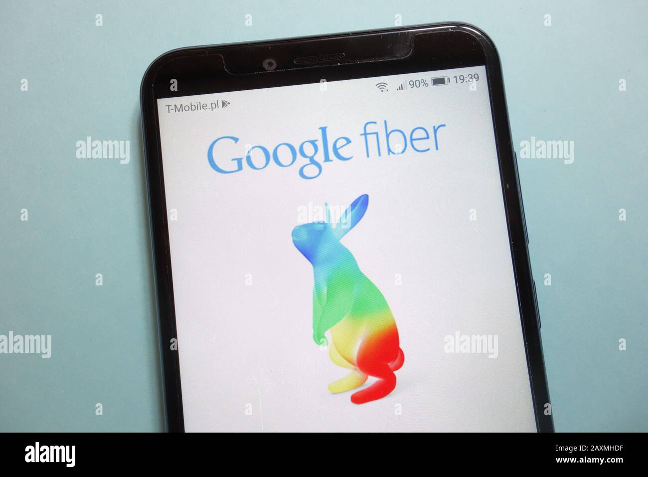 Google Fiber logo on smartphone Stock Photo