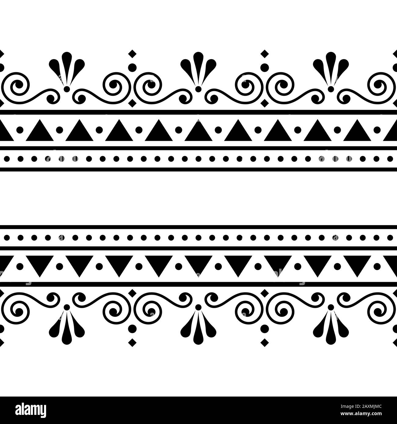 Valentine's Day vector greeting card design or wedding inviatation - Scandinavian traditional embroidery folk art style with flowers Stock Vector