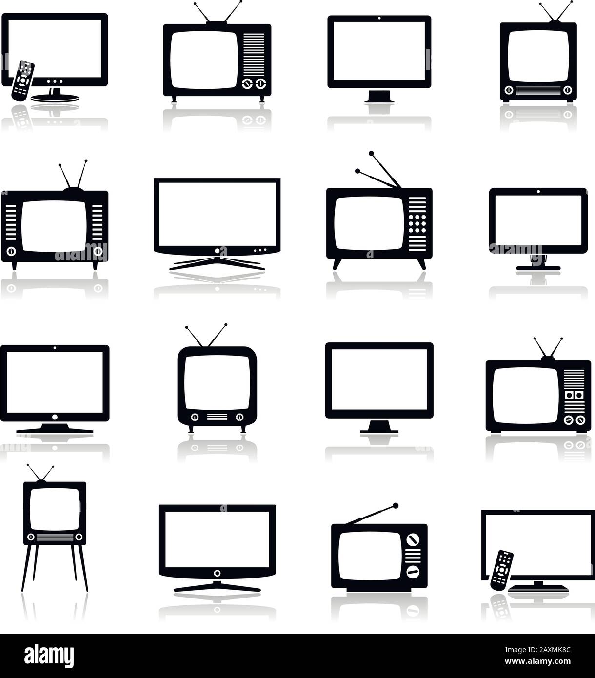 TV Icons Set Stock Vector
