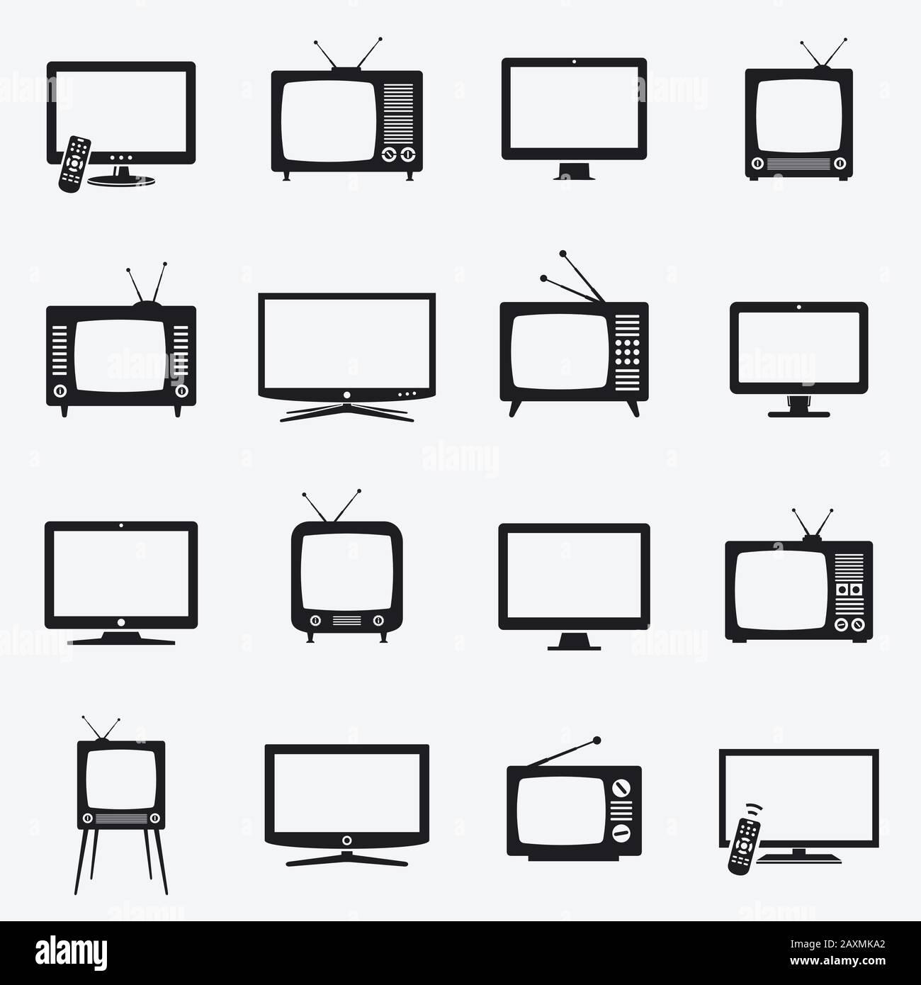 TV icons vector set Stock Vector