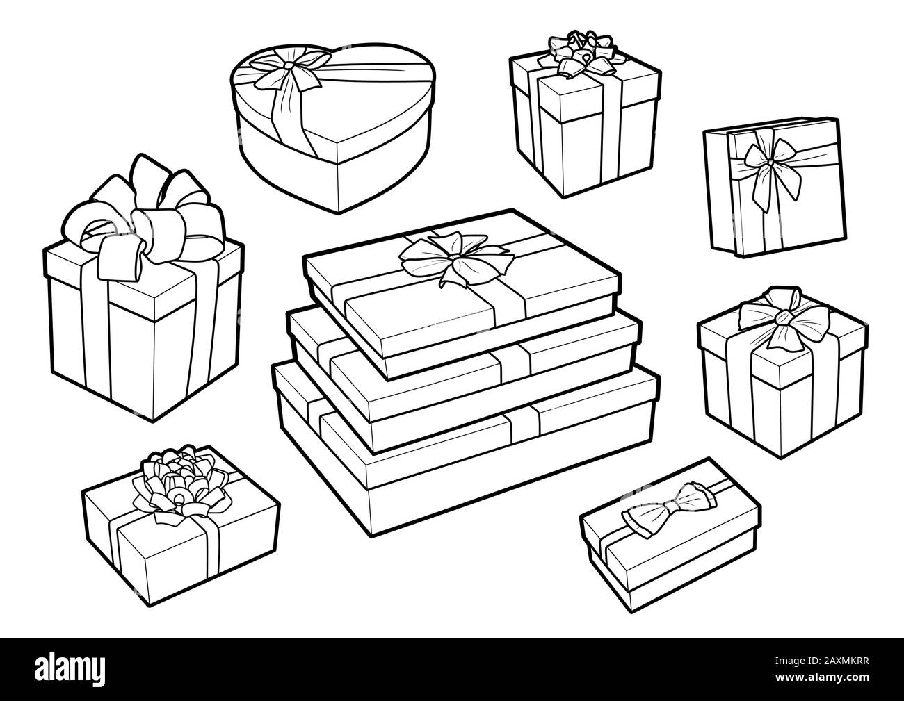 Vector gift box collection with bows and ribbons Stock Vector Image ...