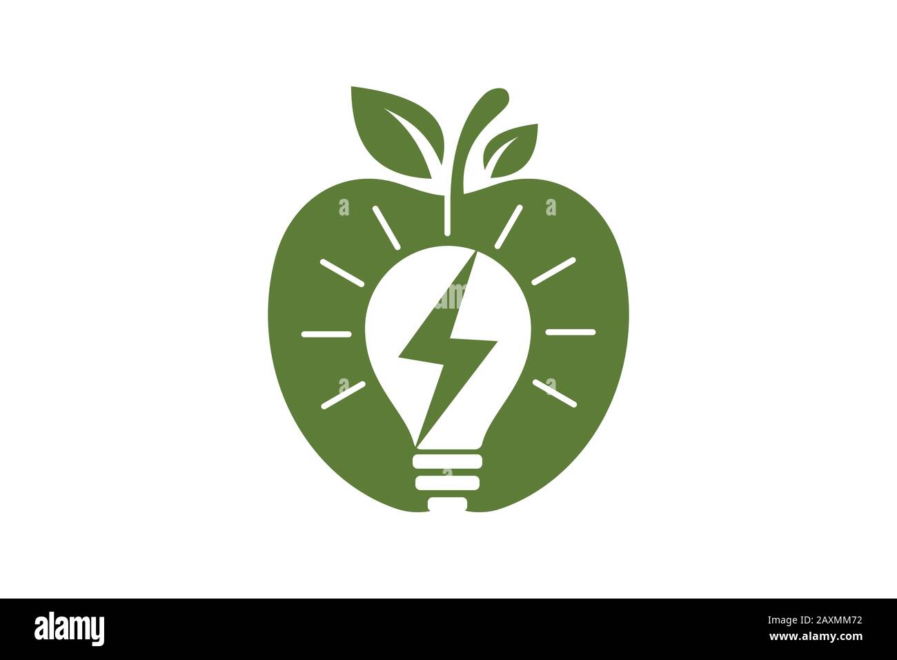 Apple and electricity logo sign symbol in flat style on white background Stock Vector