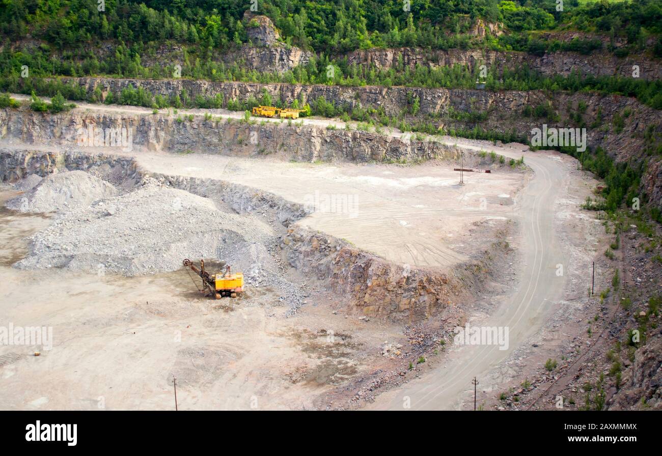 quarry in which is obtained produce a granite macadam, kind from above Stock Photo