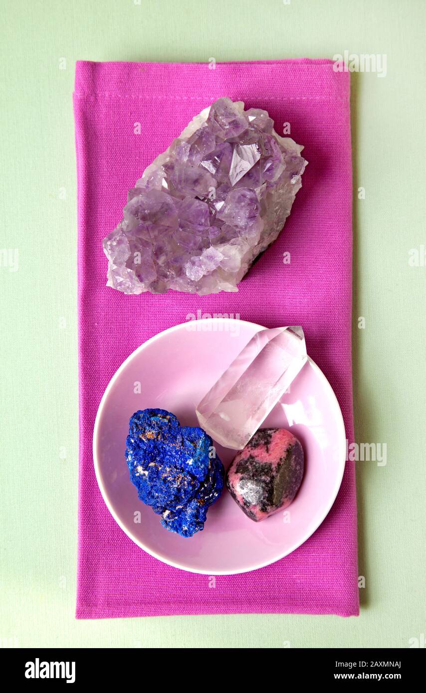 Precious stones, stones, minerals, therapy Stock Photo Alamy