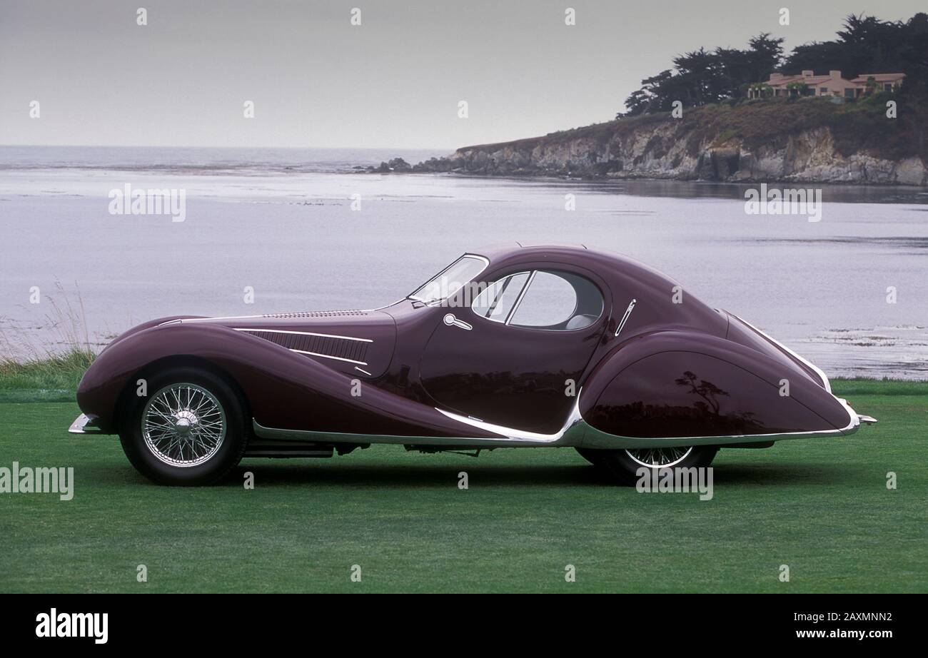 1937 Talbot-Lago T150 Coupe teardrop automobiles at Pebble Beach Concours d'Elegance California USA 2000 Stock Photo