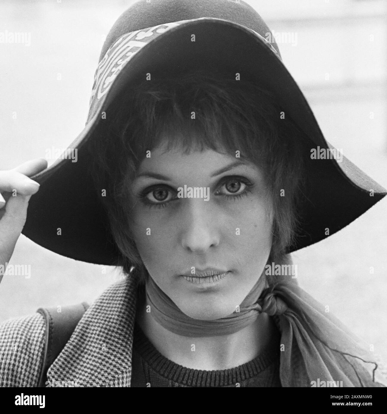 Arrival English pop singer Julie Driscoll Schiphol April 29, 1968 Stock Photo