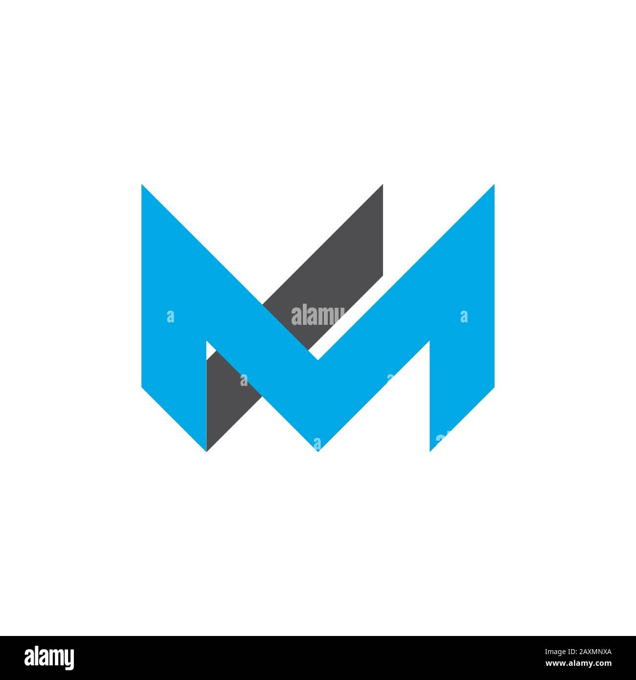 letter m simple geometric shadow logo vector Stock Vector