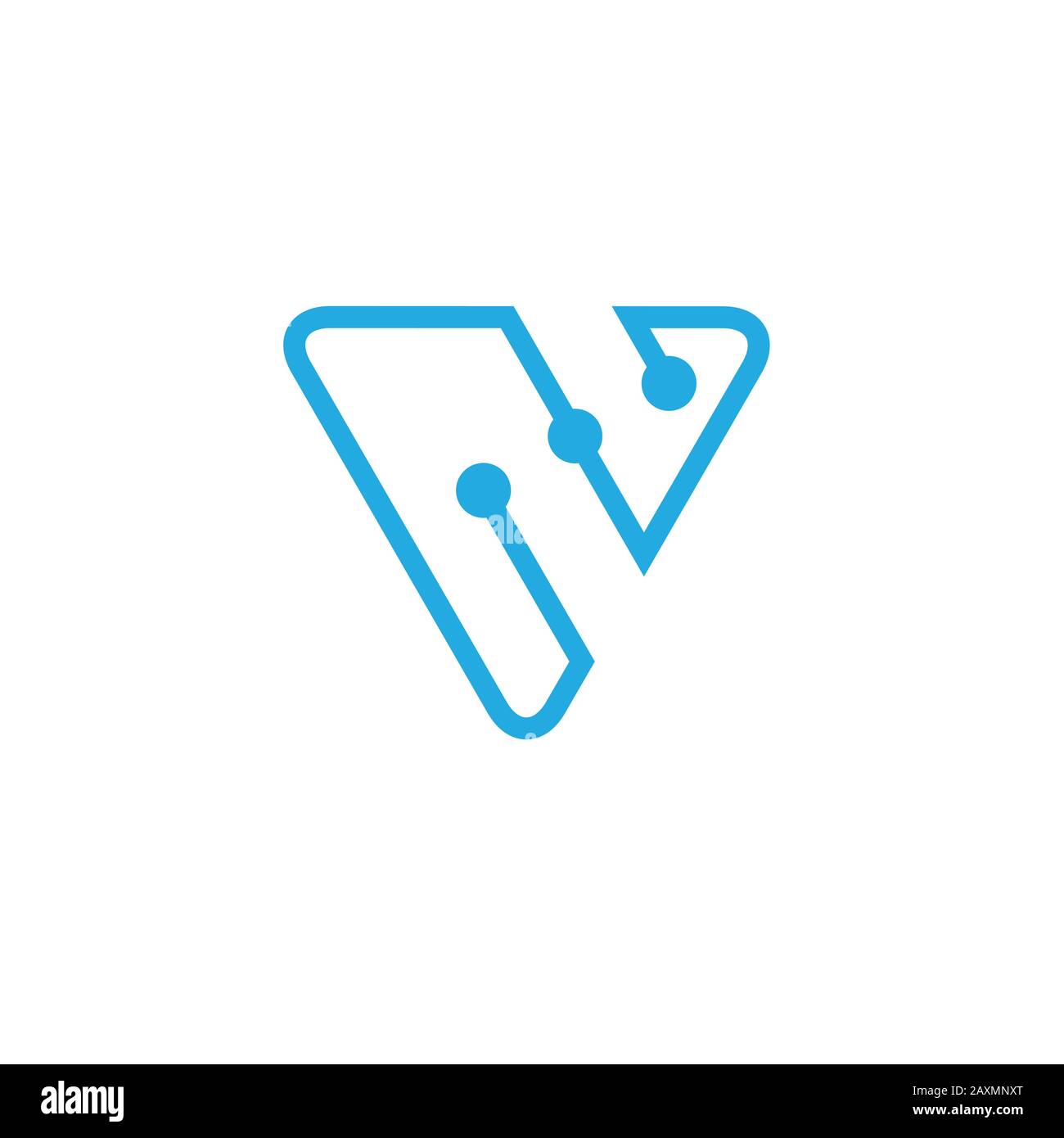 letter v triangle linked dots logo vector Stock Vector