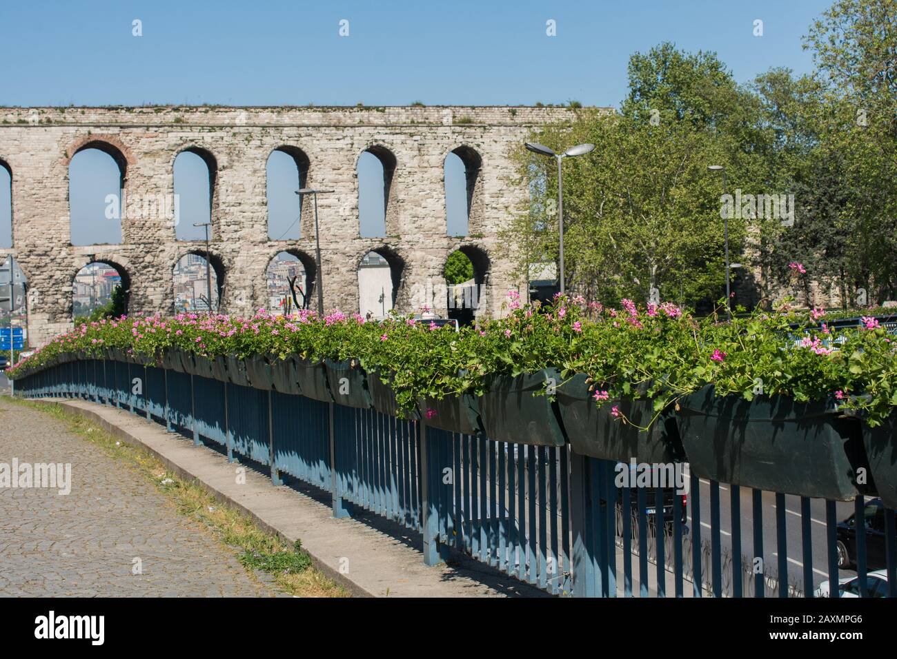 Historical aquedect in Fatih, Istanbul in the view Stock Photo