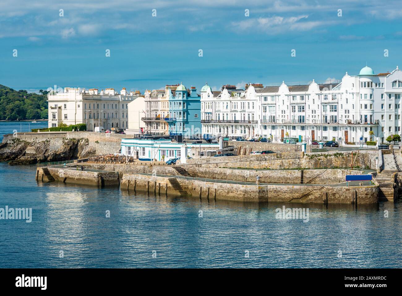 Coastal views out to Plymouth sound from Plymouth Hoe in Devon, England, UK. Stock Photo