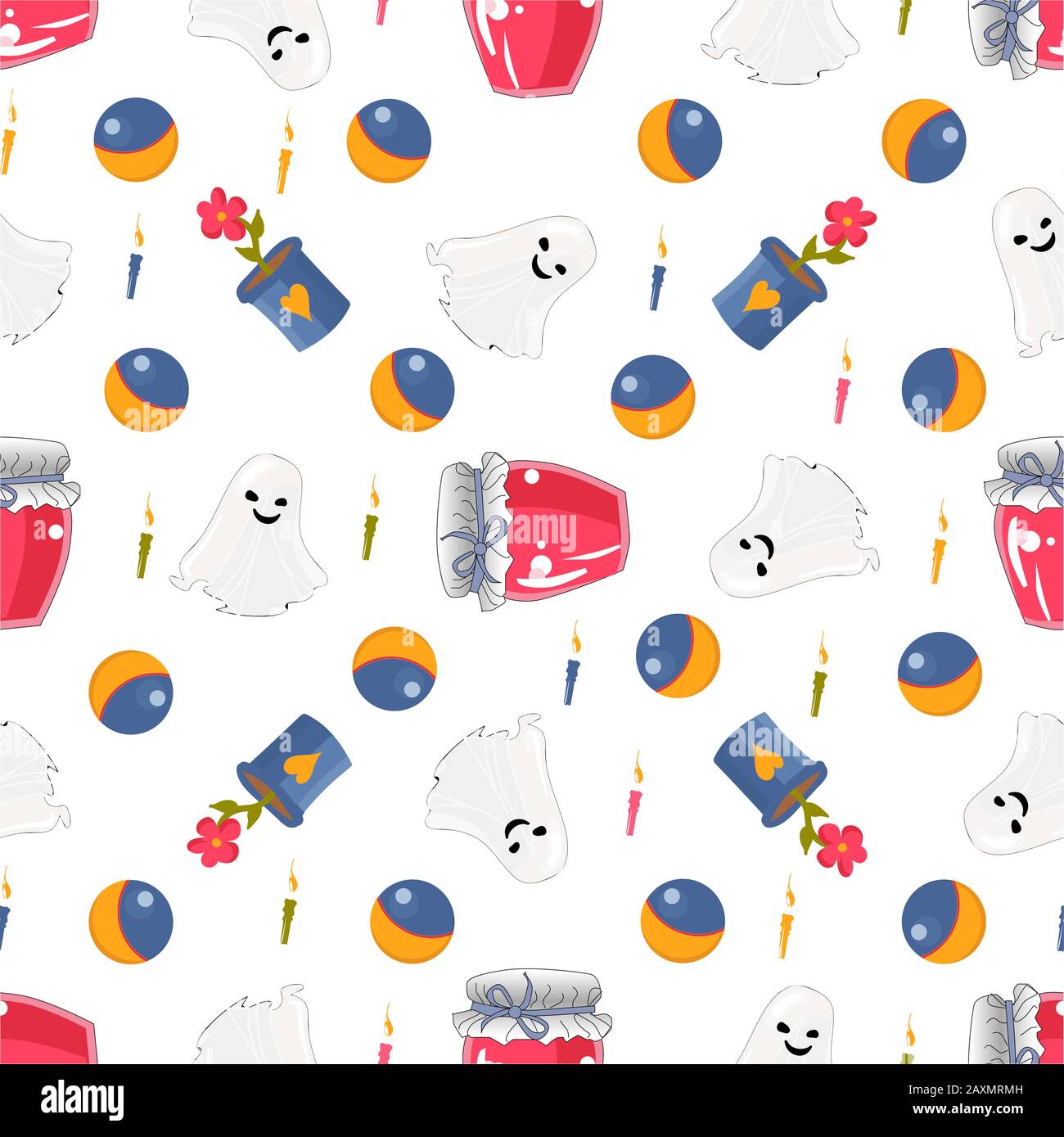 Seamless pattern for kids. Cute children's toys on a white background ...