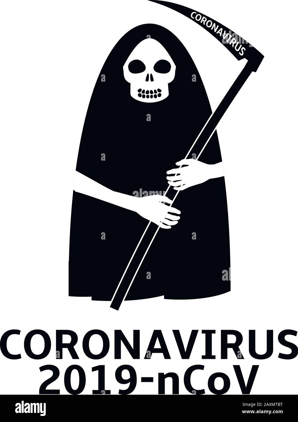 Coronavirus epidemic concept. Grim reaper or death vector illustration. Stock Vector