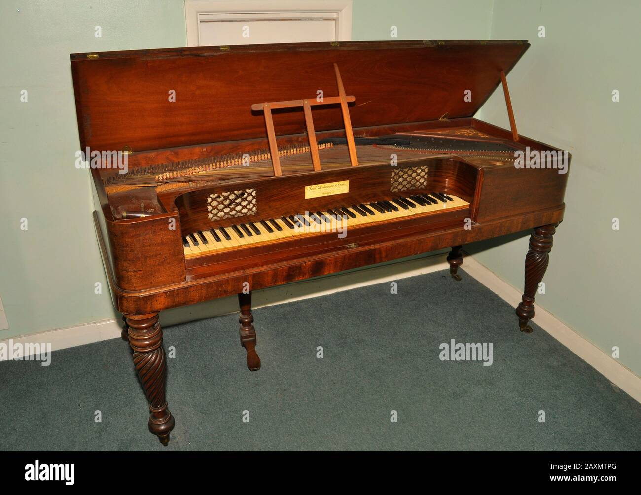 A John Broadwood square piano. A 6O SP Pl RC style piano.Made in their Horsferry Road workshop in London in 1835. England ,UK Stock Photo