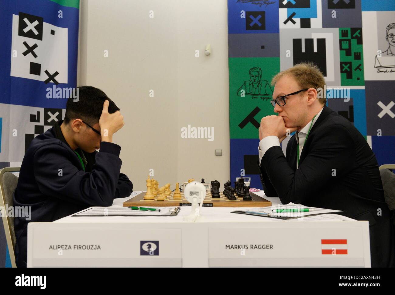 St. Petersburg, Russia - December 30, 2018: Grandmaster Alireza Firouzja,  Iran (right) during King Salman World Blitz Chess Championship 2018.  Eventua Stock Photo - Alamy