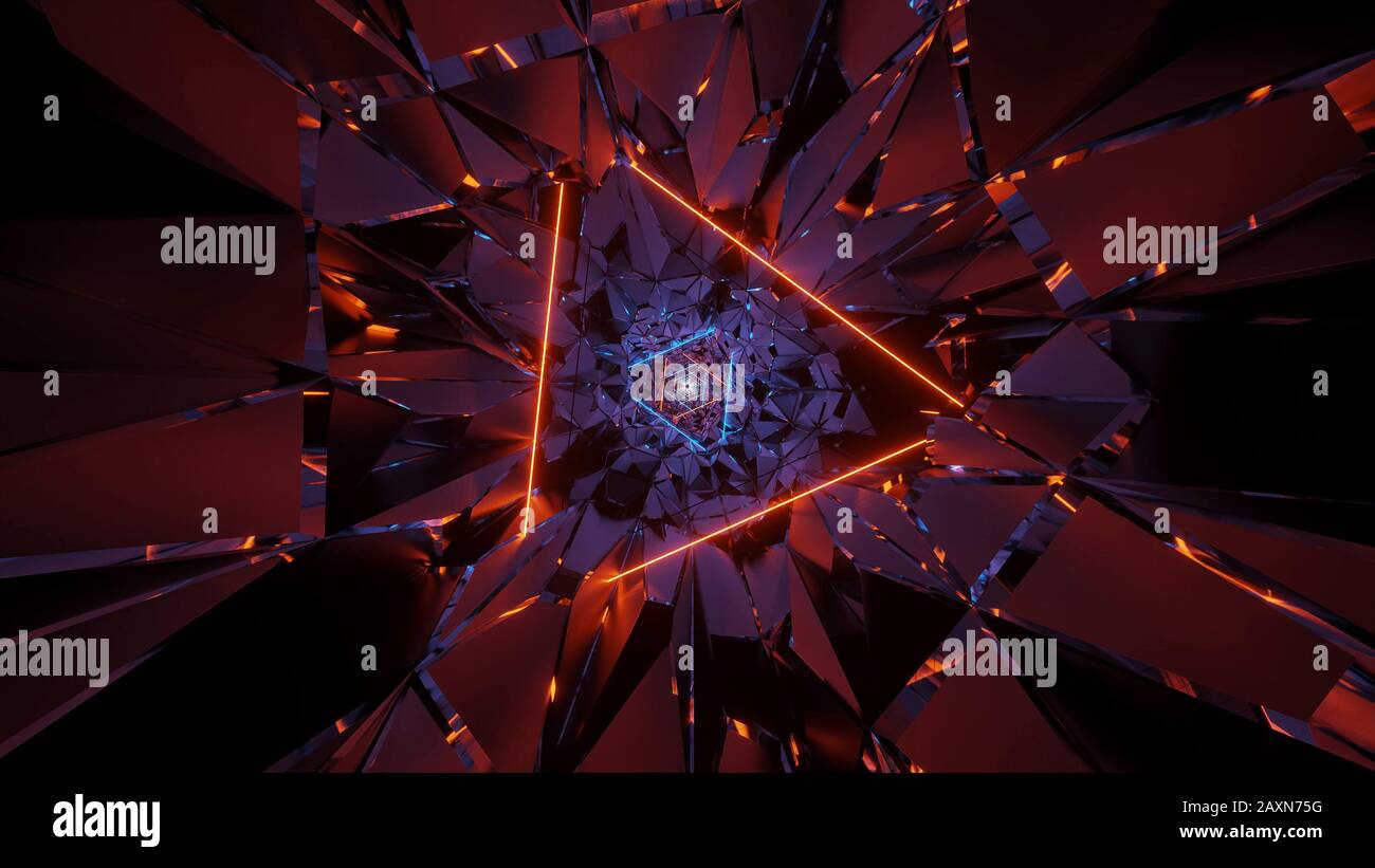 3d illustration background wallpaper with glowing abstract triangle ...