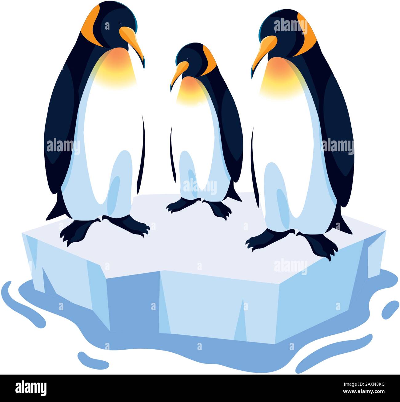 three penguin on an ice floe drifting vector illustration design Stock ...