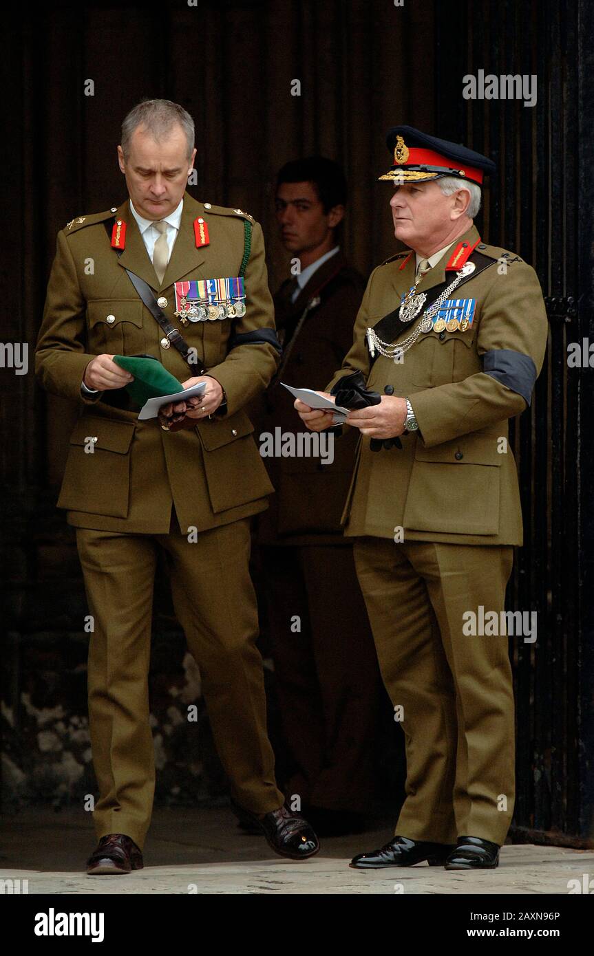 Prince William attending the funeral of Major Alexis Roberts at Canterbury Cathedral in Kent in October 2007. Major 'Lex' Roberts  was killed by an explosion during operations near Kandahar Airfield in the Helmand Province while serving with the 1st Battalion, The Royal Gurkha Rifles. The prince described Major Roberts as “a good friend” and said he was “deeply saddened” by his death. Stock Photo