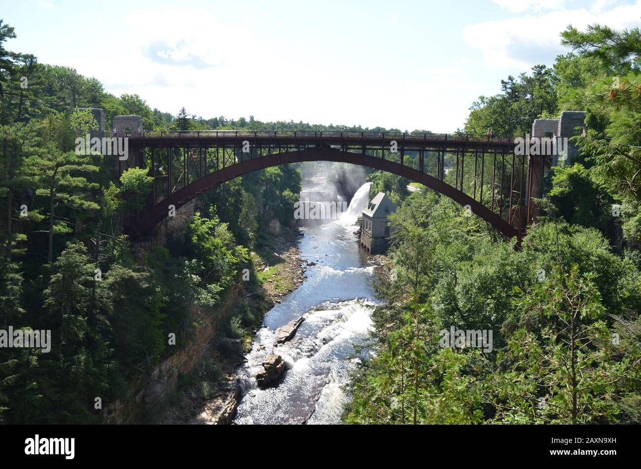 Bridge at Ausable Chasm, Upstate New York Stock Photo