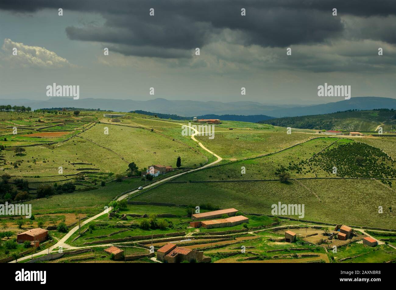 Mountain landscape from the town of Culla, Castellón Spain. Stock Photo