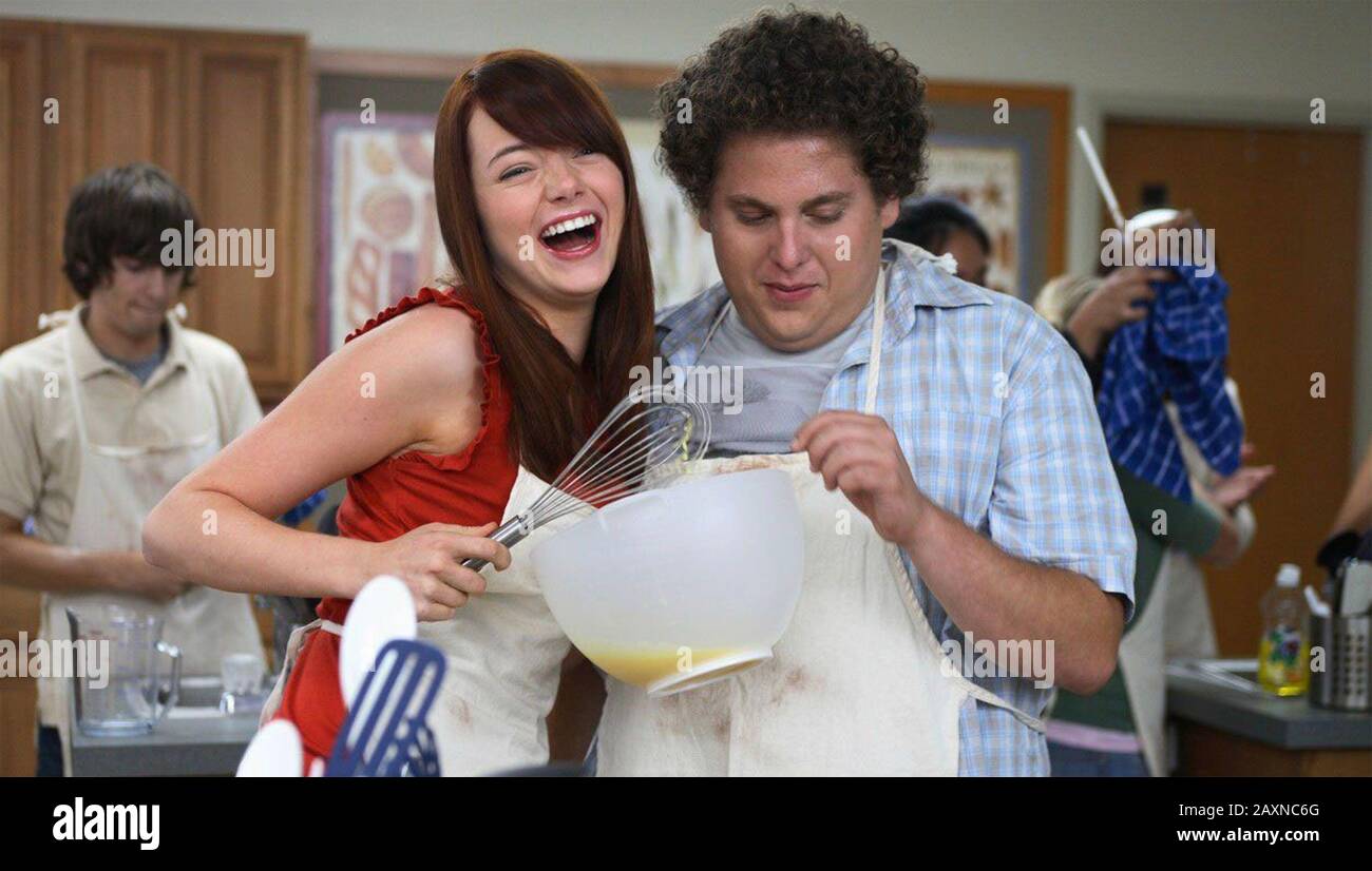 SUPERBAD  2007 Columbia Pictures film with Emma Stone and Jonah Hill Stock Photo