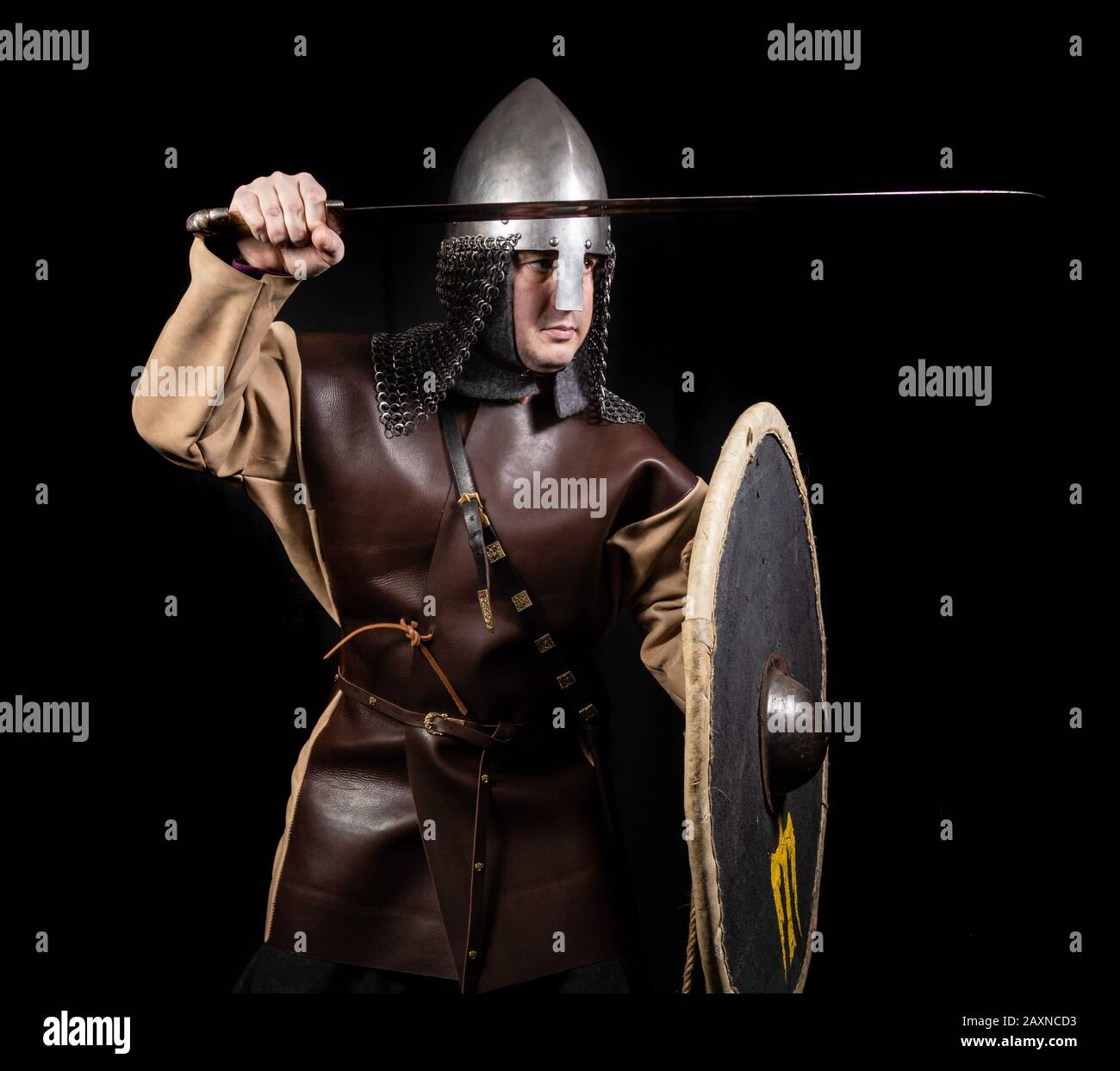 Portrait of Vikings Standing with Swords and Helmets in the Hands. Stock  Photo - Image of reenactment, reconstruction: 110953714