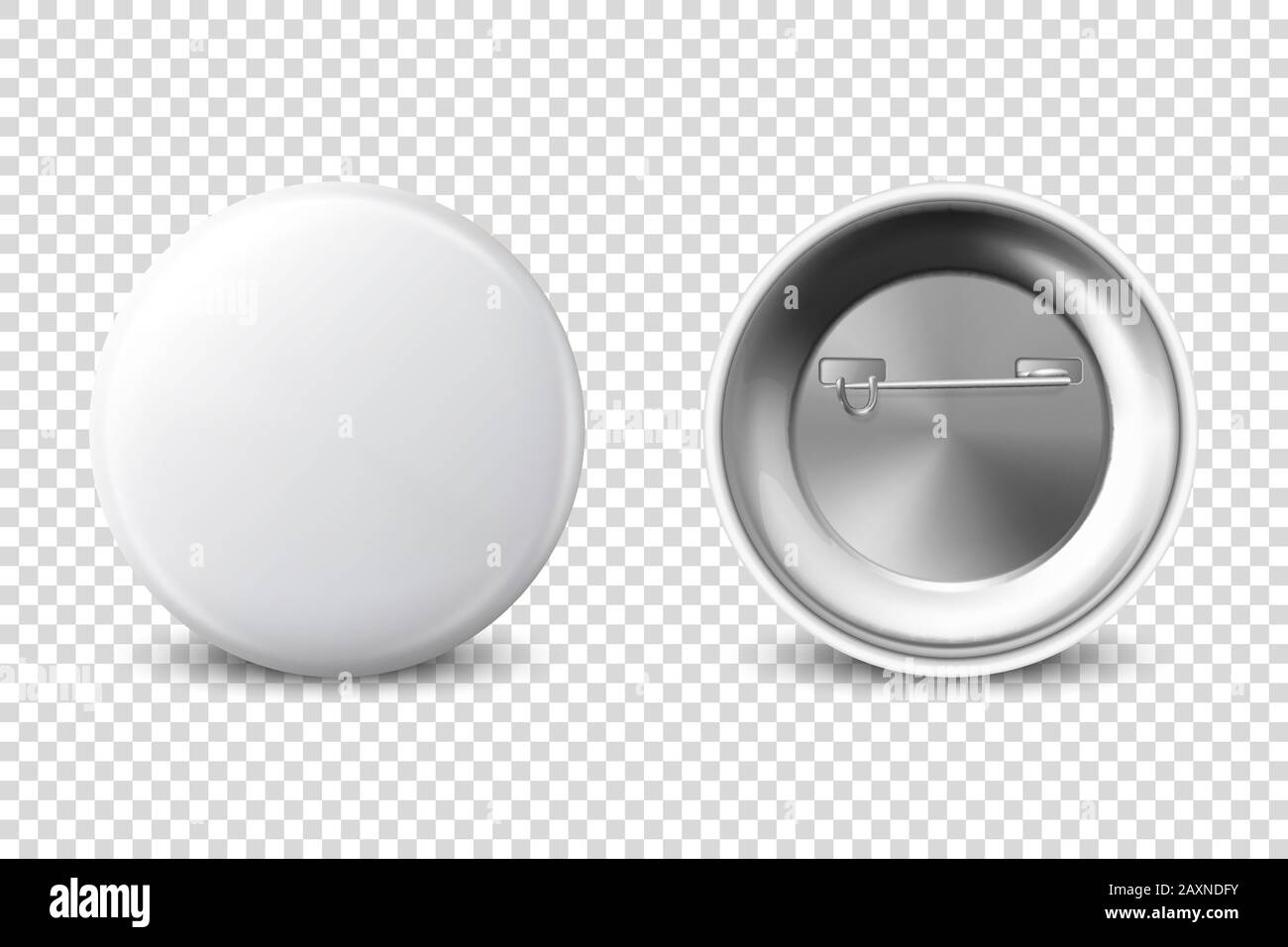 Vector 3d Realistic White Metal, Plastic Blank Button Badge Icon Set ...