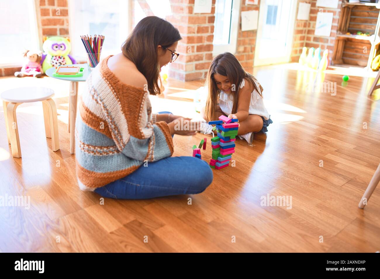 kindergarten wooden building blocks